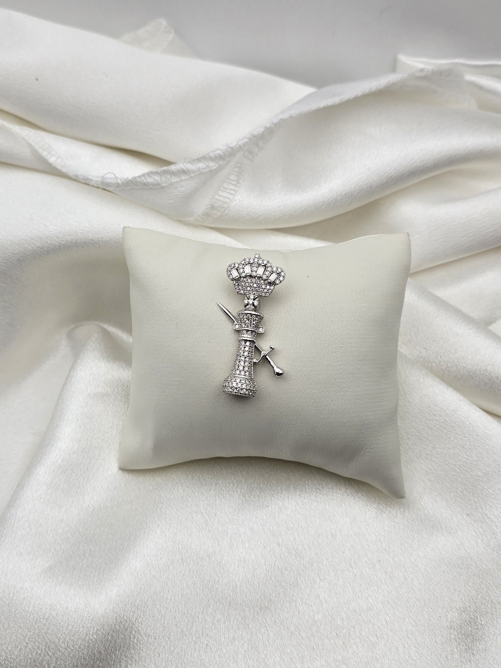Neve Jewelry Sterling Silver 925 Moissanite Crown and Dagger Pendant